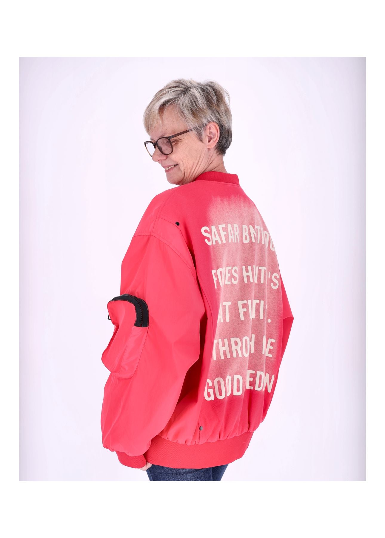 Blouson Jacke Damen Rückenprint