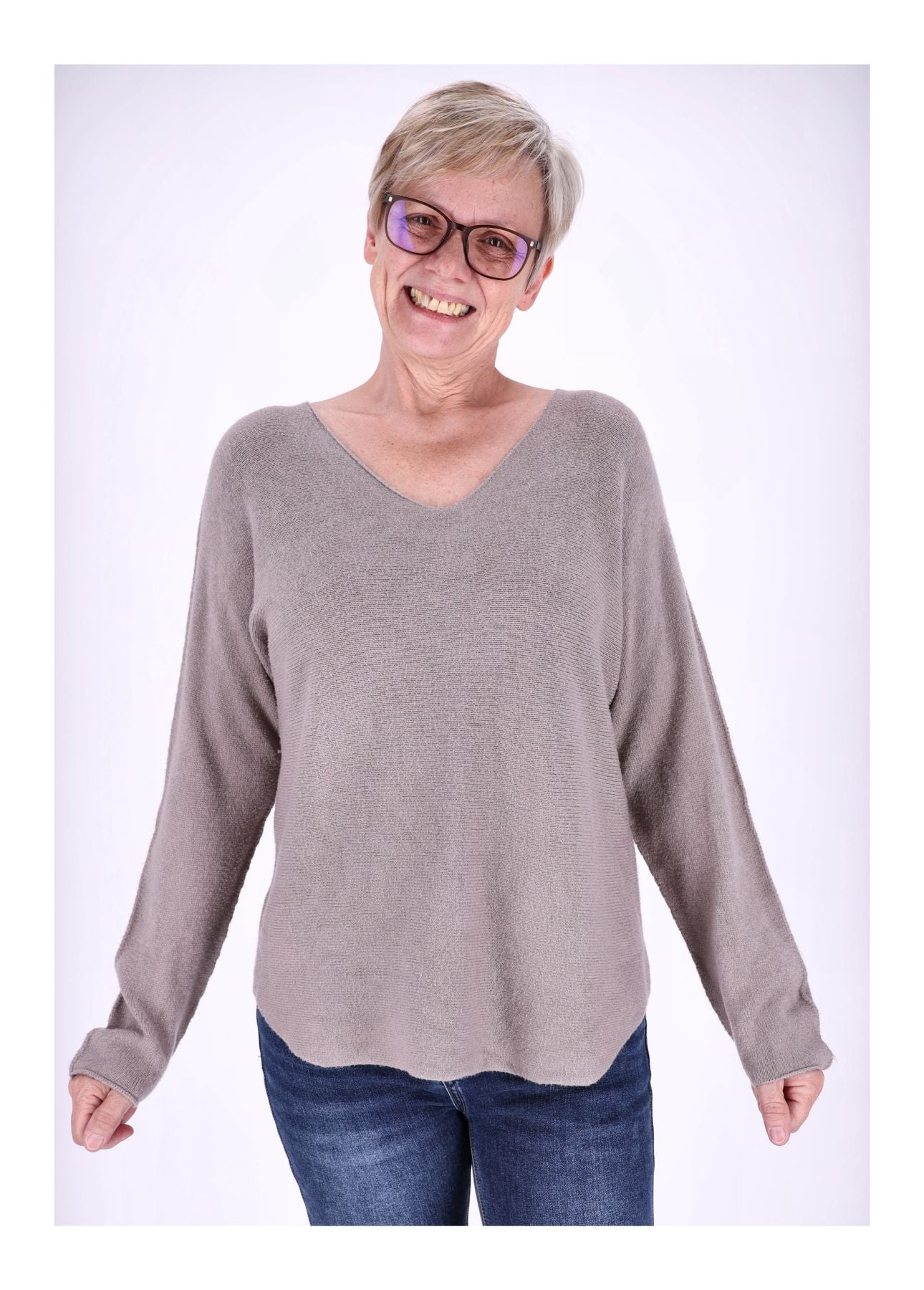 Damen Strickpullover V-Ausschnitt