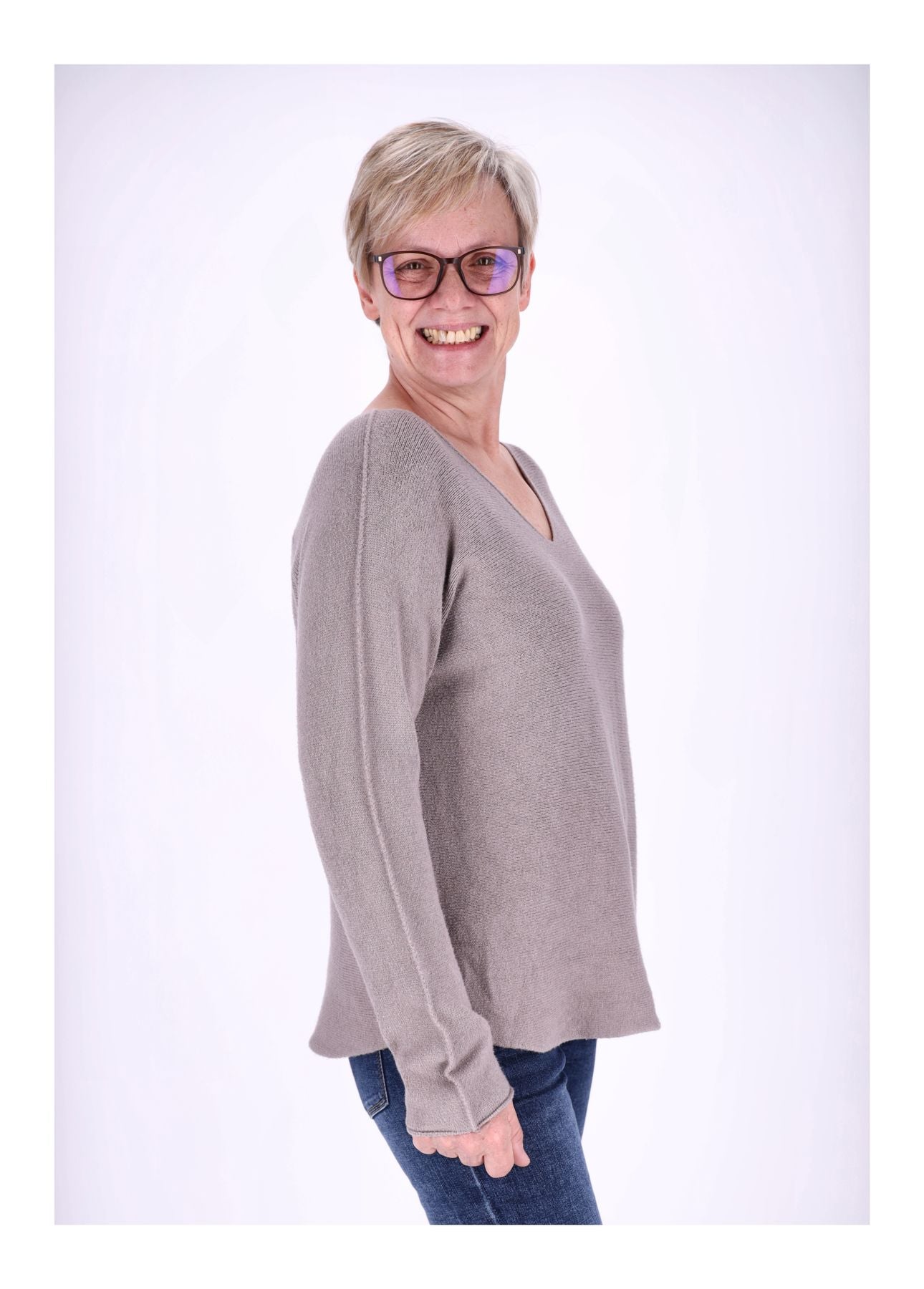 Damen Strickpullover V-Ausschnitt