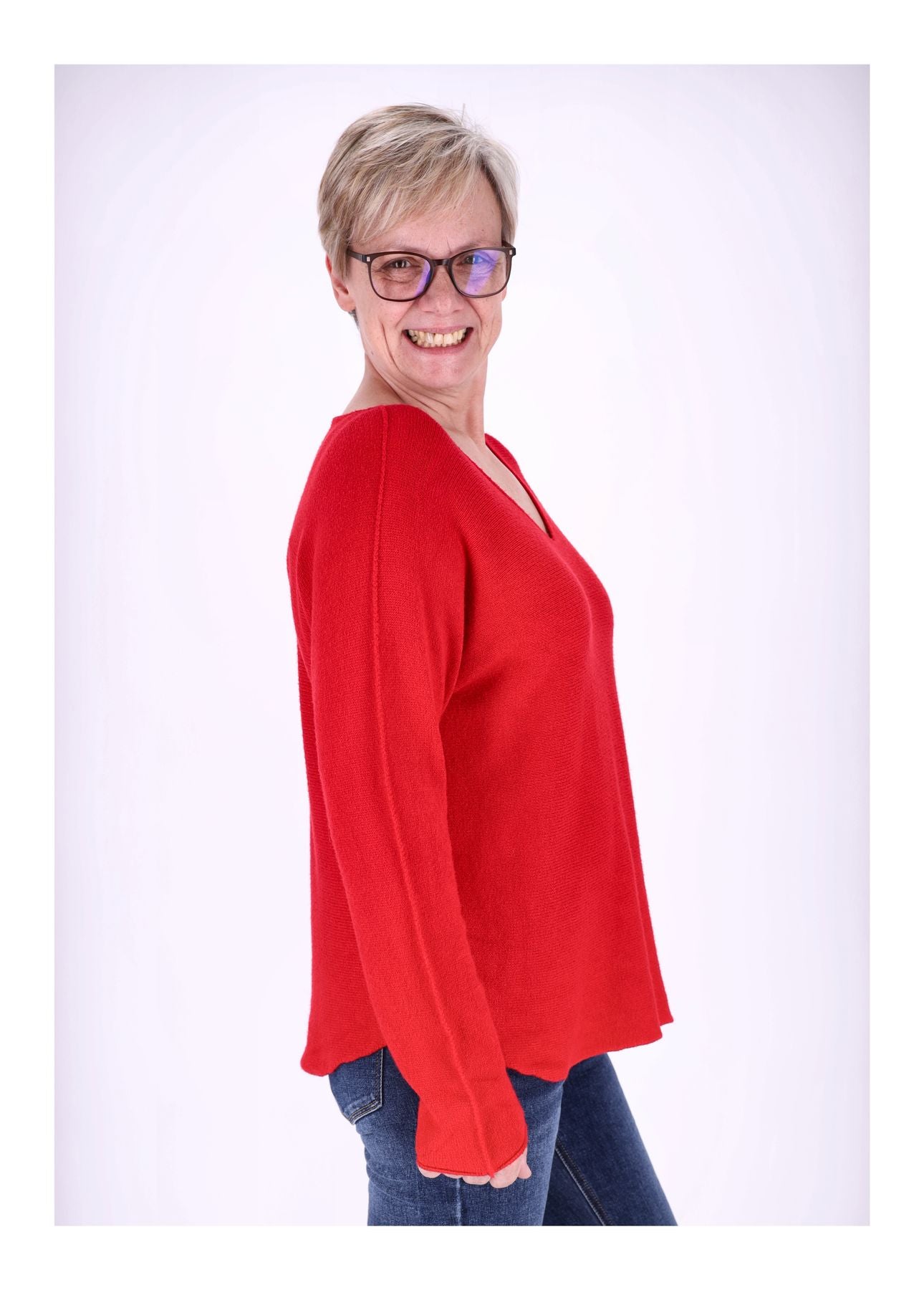 Damen Strickpullover V-Ausschnitt