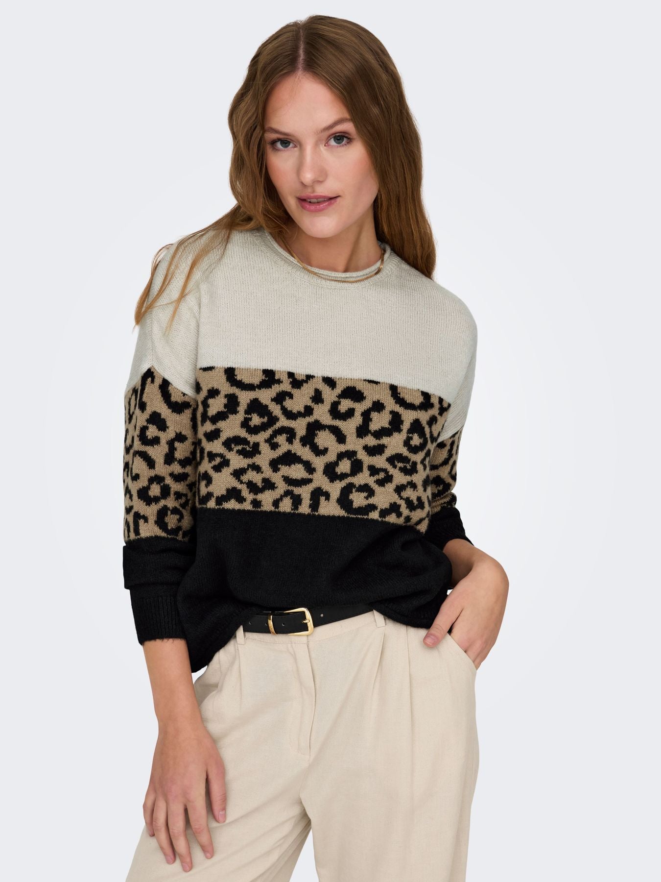 Damen ONLJADE ANIMAL LS O-NECK KNT NOOS