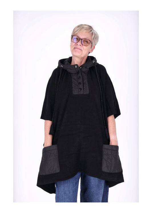 Poncho Damen Materialmix