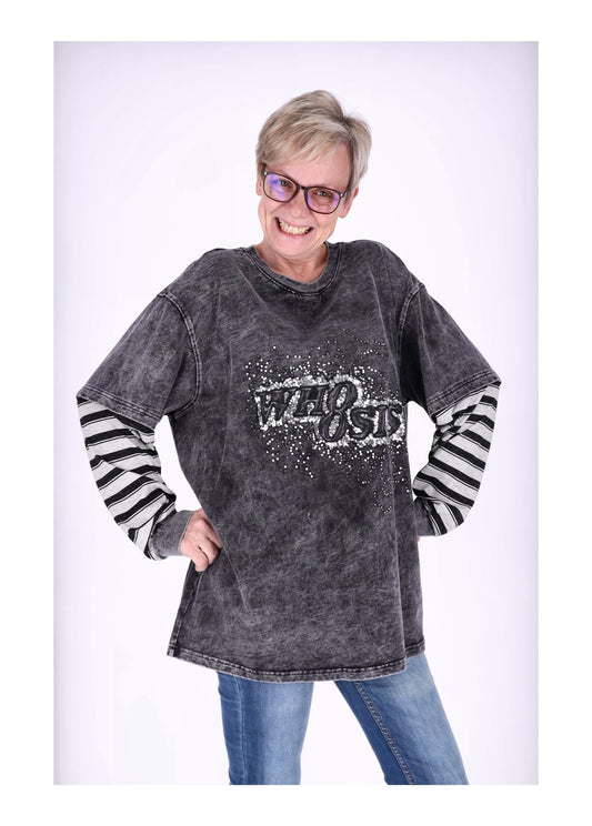 Sweatshirt Damen Materialmix