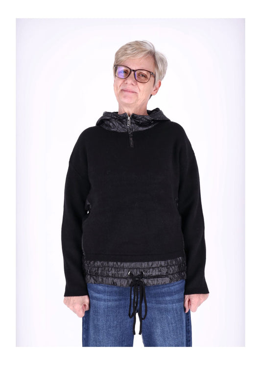 Strickpullover Damen Materialmix Kapuze