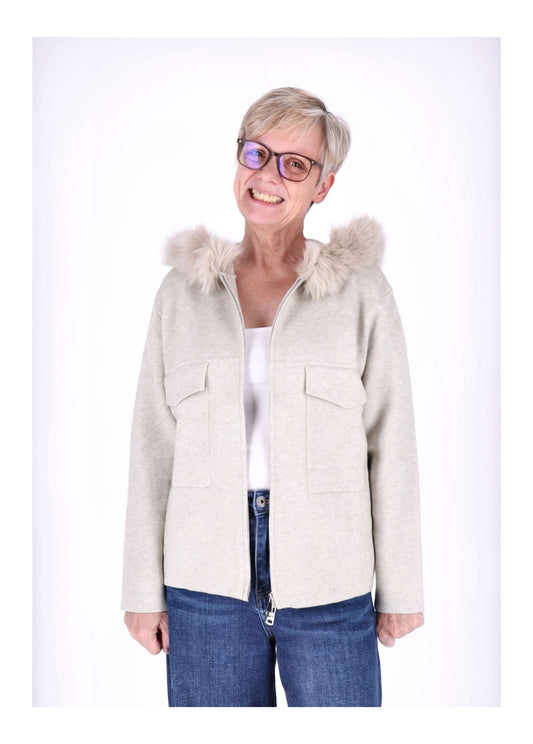 Strickjacke Damen Kapuze Fell