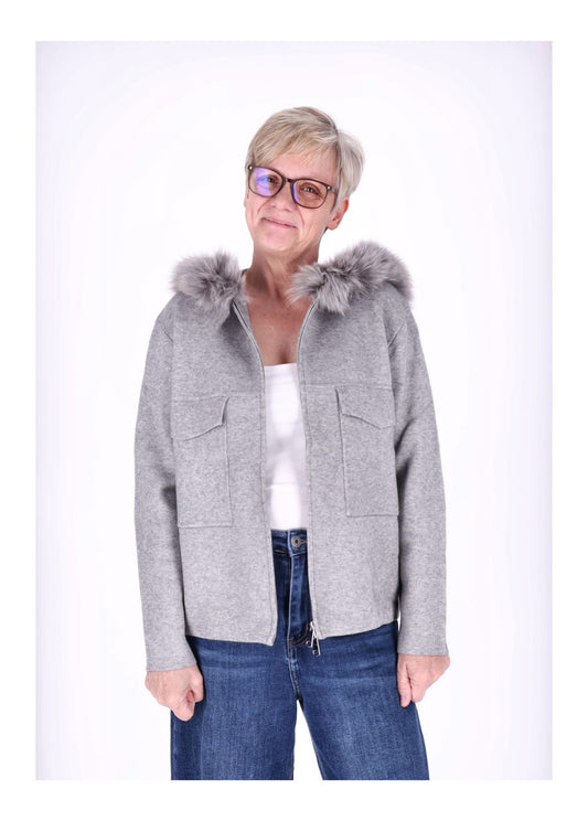 Strickjacke Damen Kapuze Fell