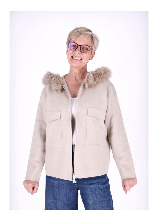 Strickjacke Damen Kapuze Fell