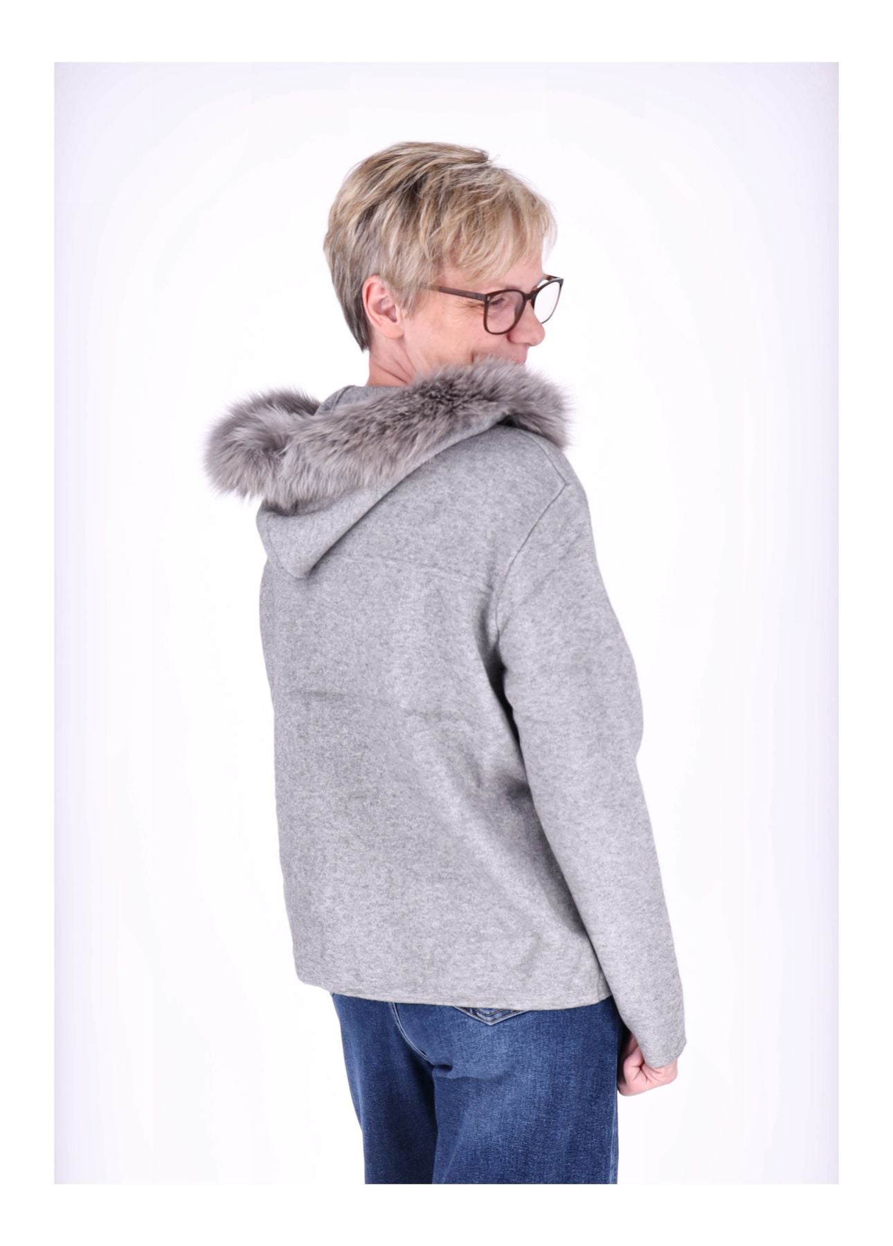Strickjacke Damen Kapuze Fell