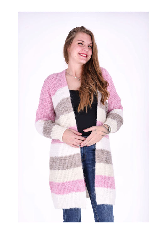 Strickjacke Streifen lang