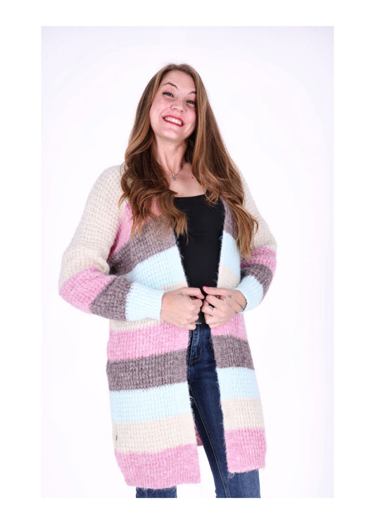 Strickjacke Streifen lang