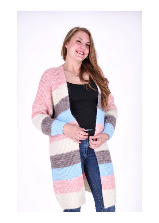 Strickjacke Streifen lang