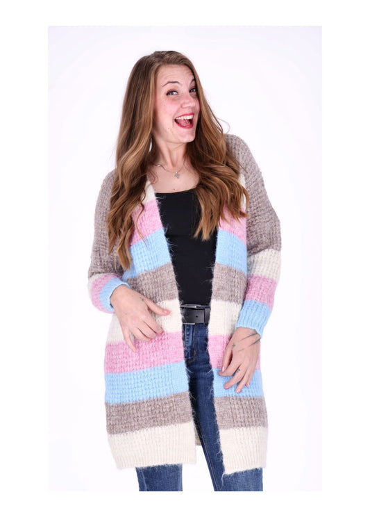 Strickjacke Streifen lang