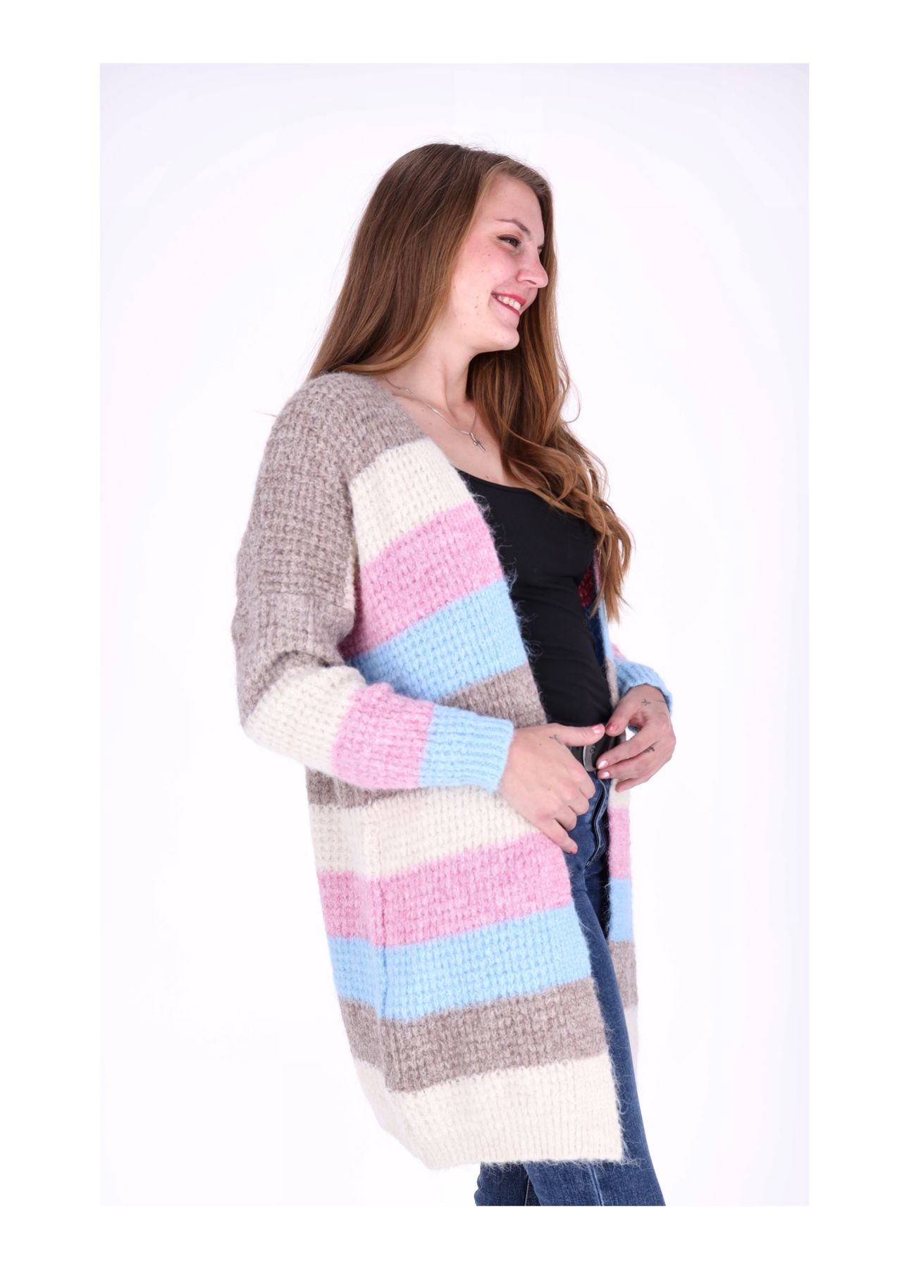 Strickjacke Streifen lang