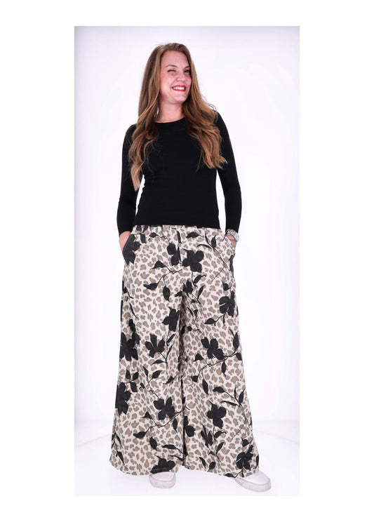 Cordhose Damen Wide Leg AOP