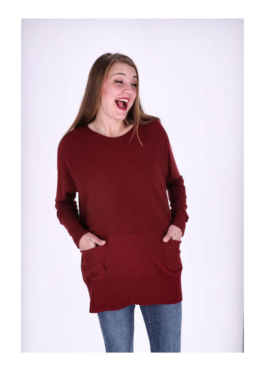 Strickpullover Damen aufgesetzte Taschen