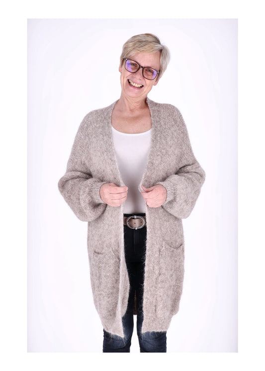 Strickjacke uni lang