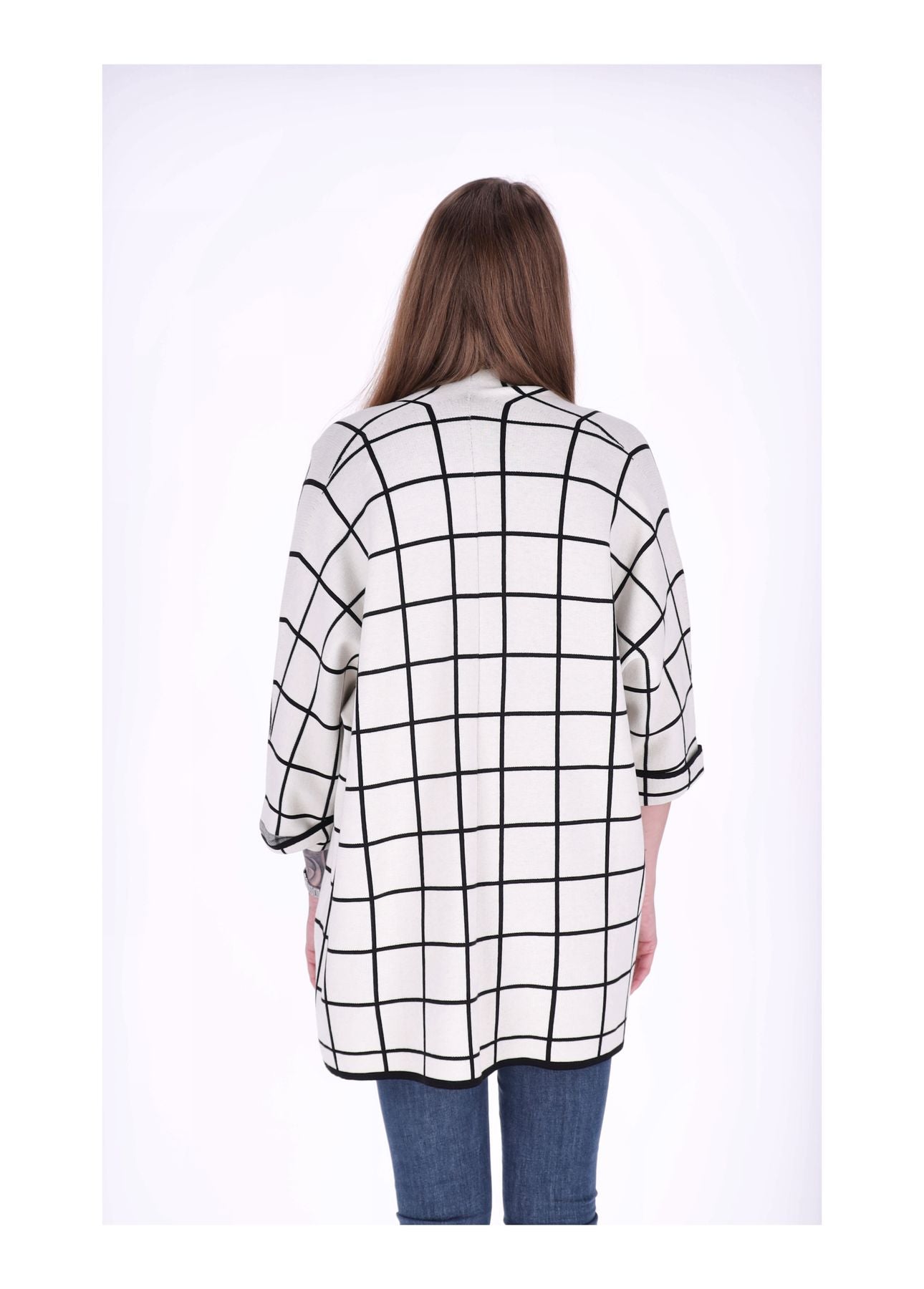 Strickjacke Damen Lang offen AOP