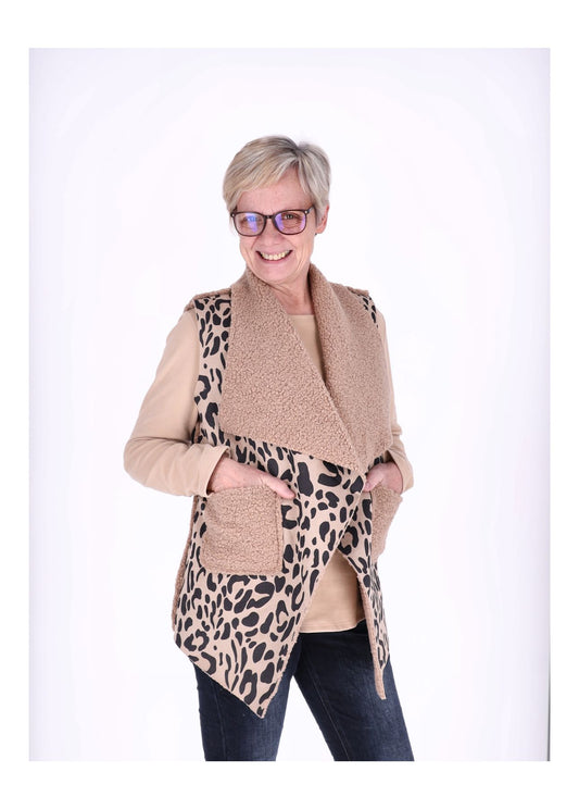 Weste Veloure Optik AOP Leo
