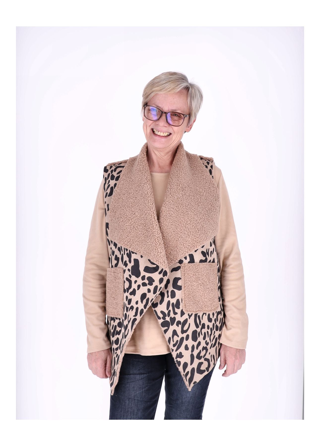 Weste Veloure Optik AOP Leo