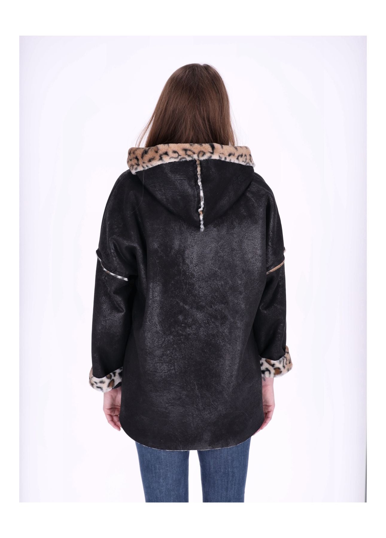 Lederimitat Jacke Damen Futter Fell Leo
