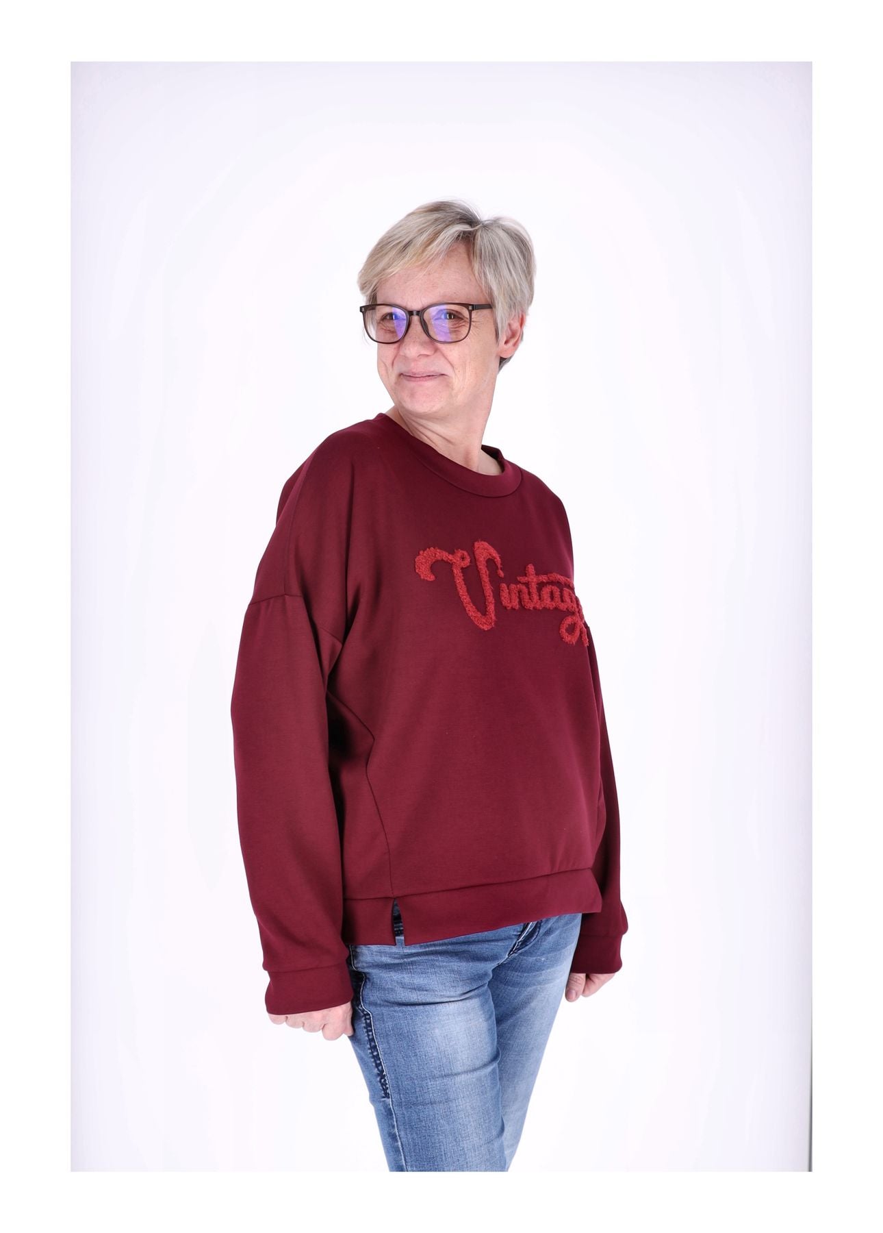 Sweat Damen Stickerei Vitage