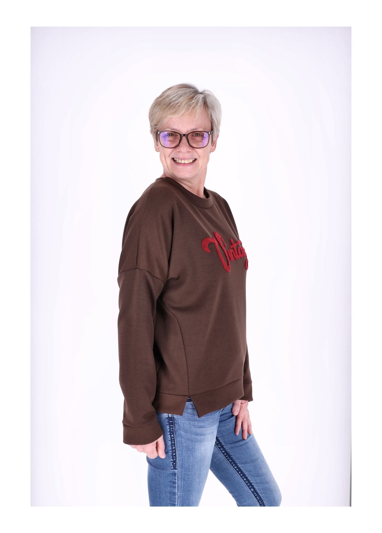 Sweat Damen Stickerei Vitage