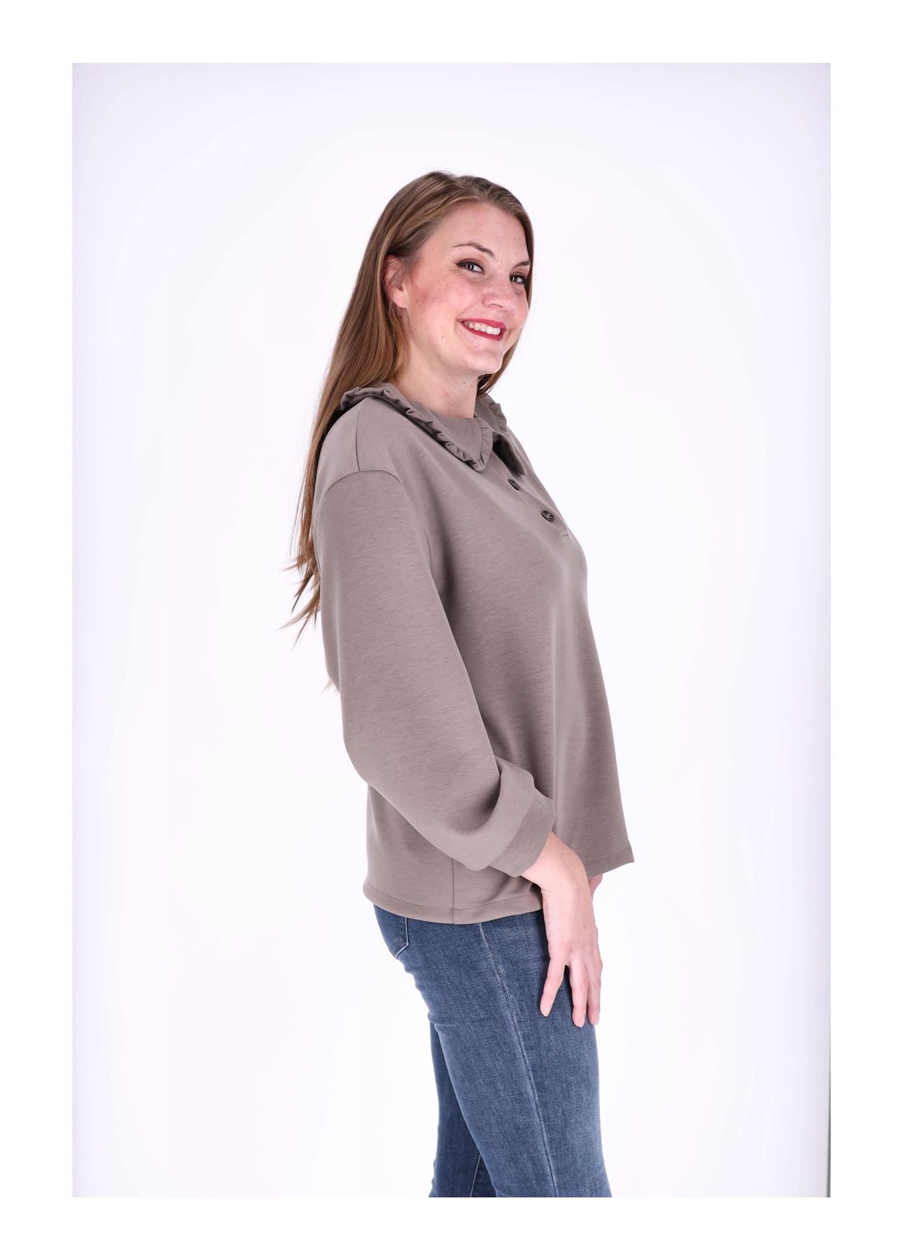 Poloshirt Damen Rüschen am Kragen