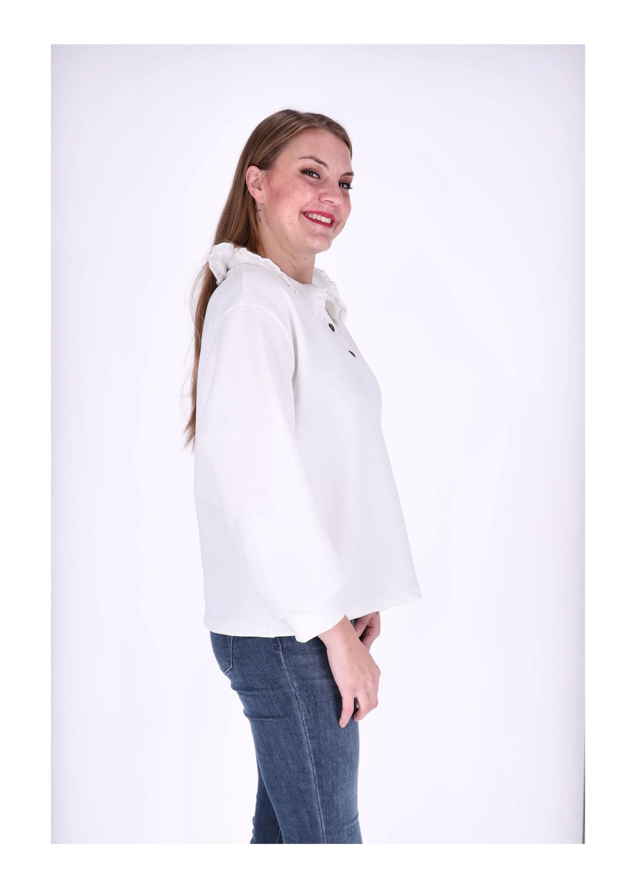 Poloshirt Damen Rüschen am Kragen