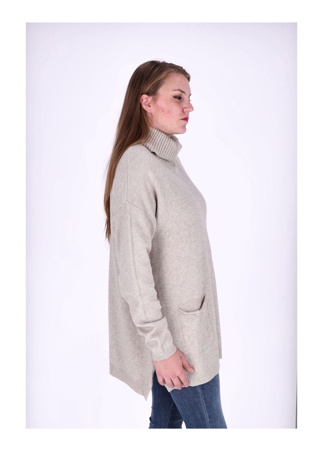 Strickkleid Rollkragen Taschen