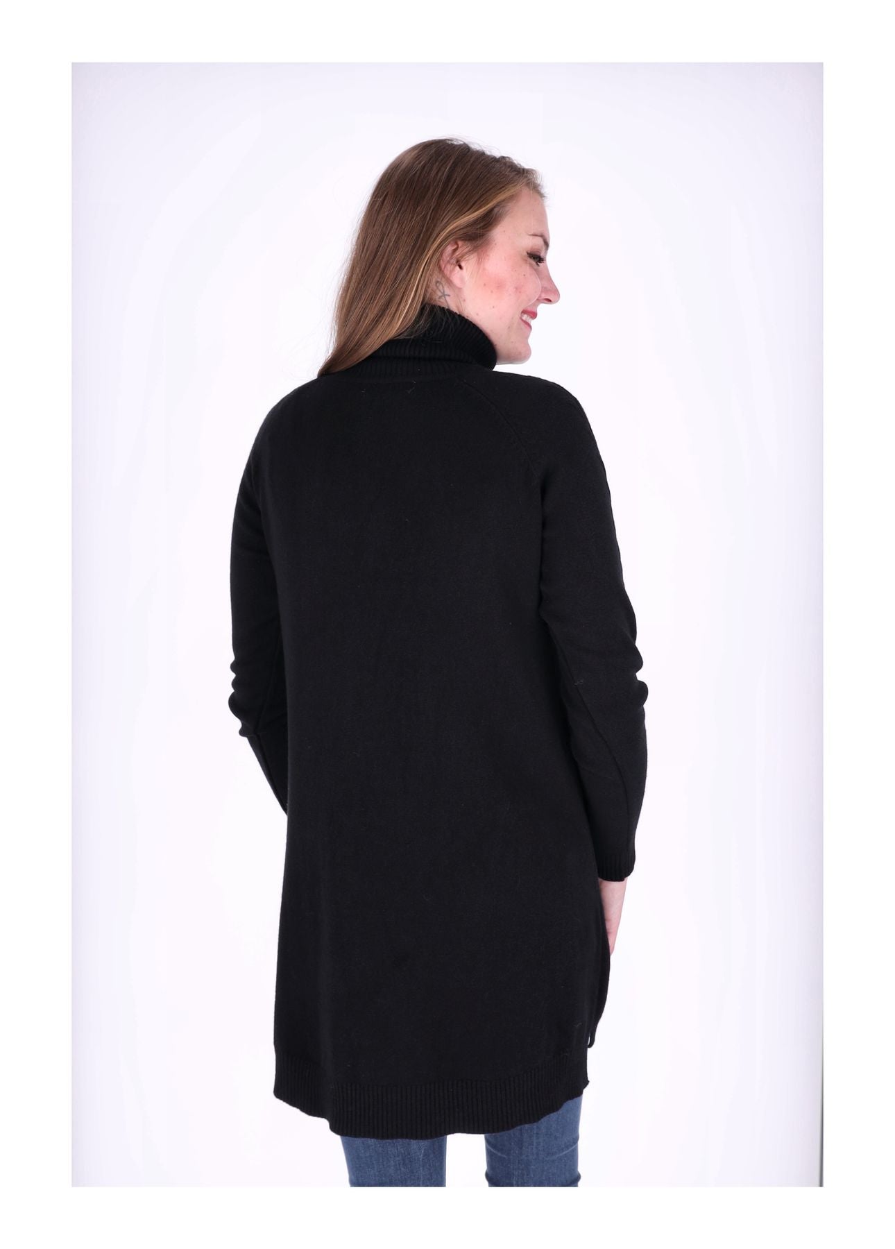 Strickkleid Rollkragen aufgesetzte Taschen