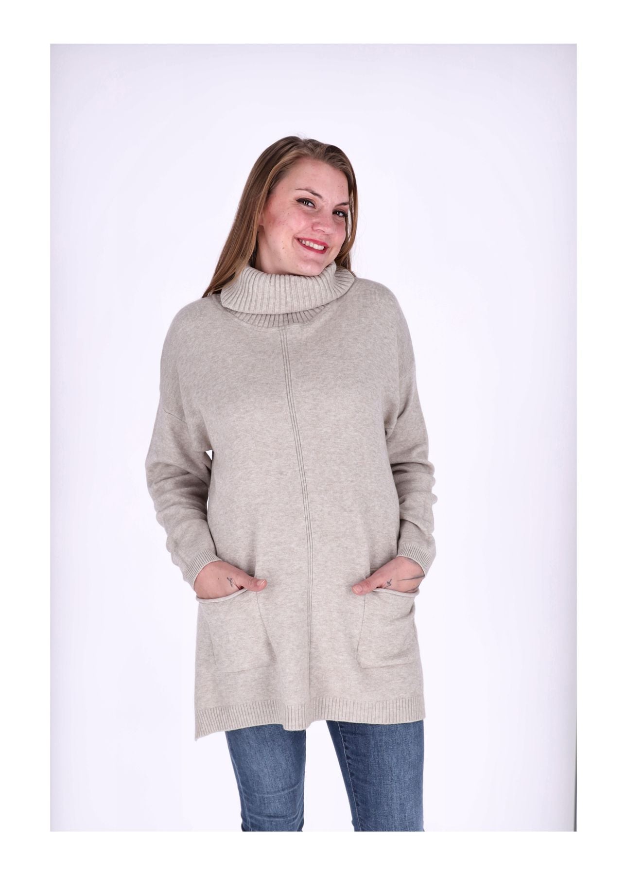 Strickkleid Rollkragen Taschen