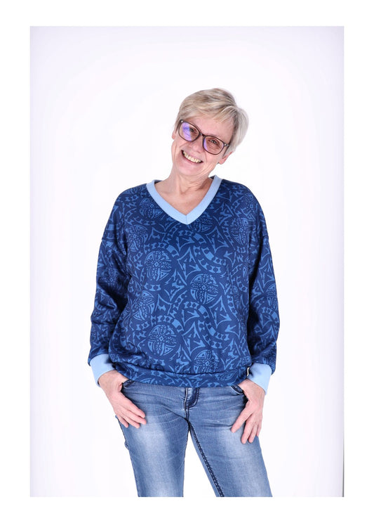 Sweatshirt Damen V-Ausschnitt AOP