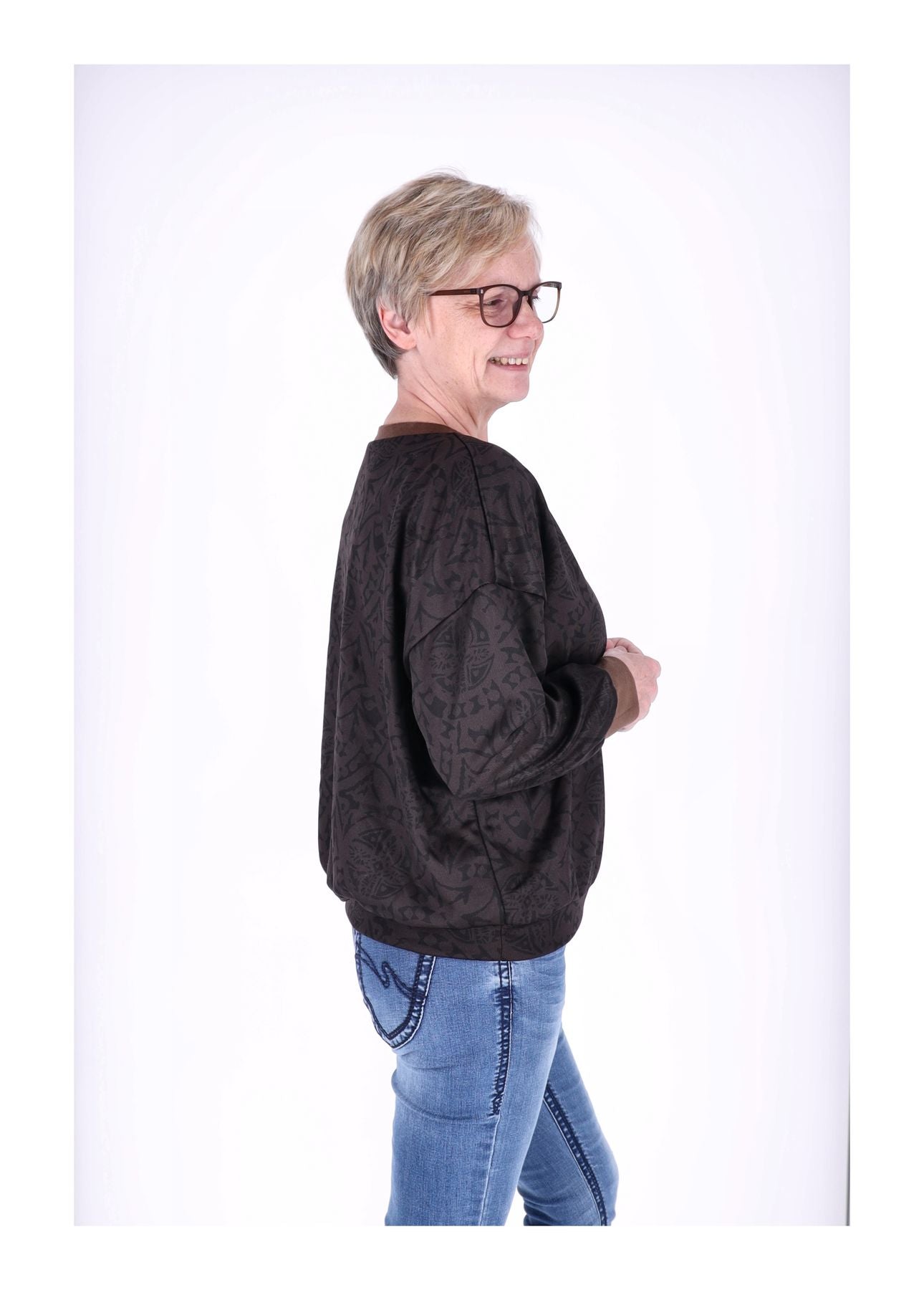 Sweatshirt Damen V-Ausschnitt AOP