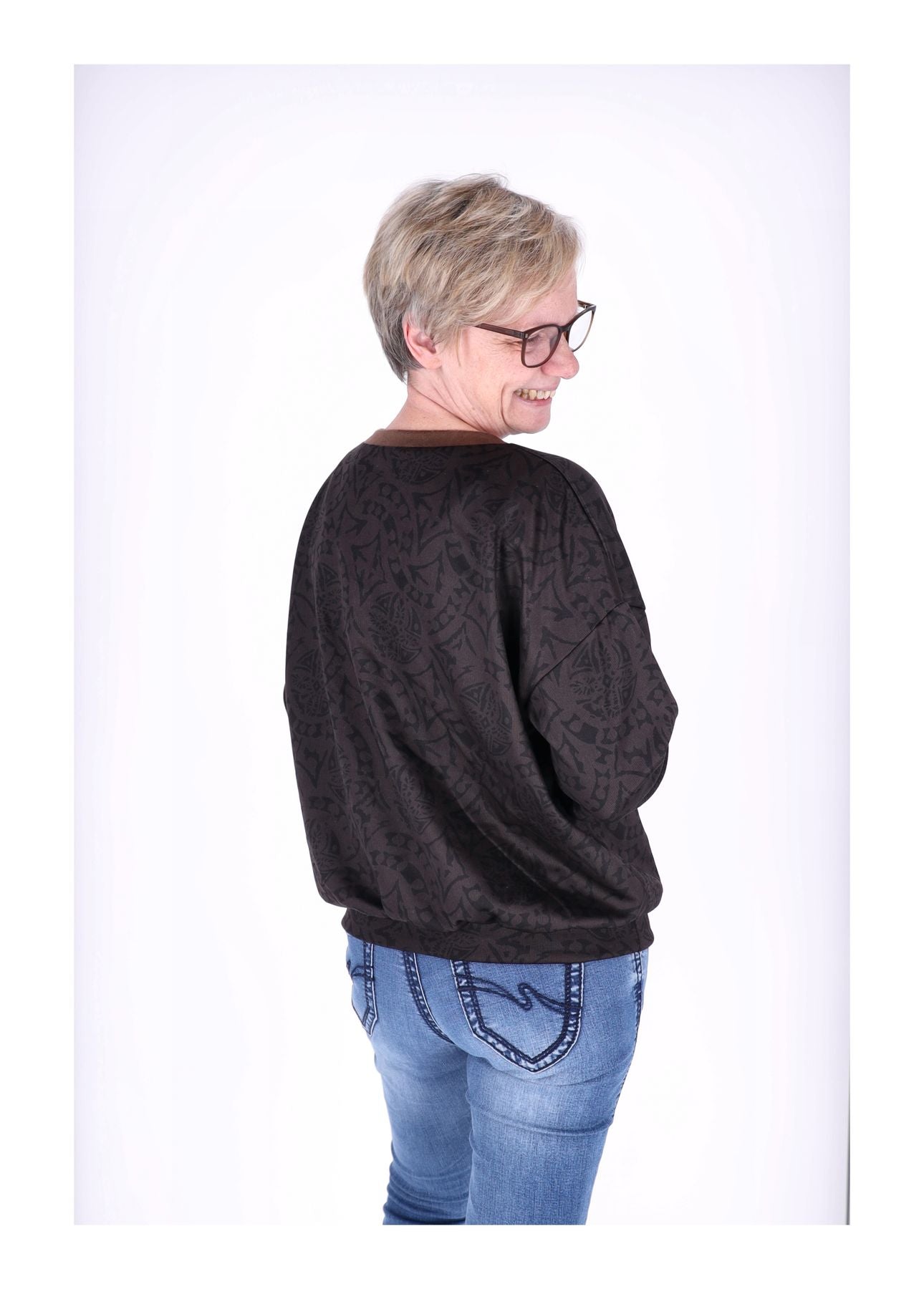 Sweatshirt Damen V-Ausschnitt AOP