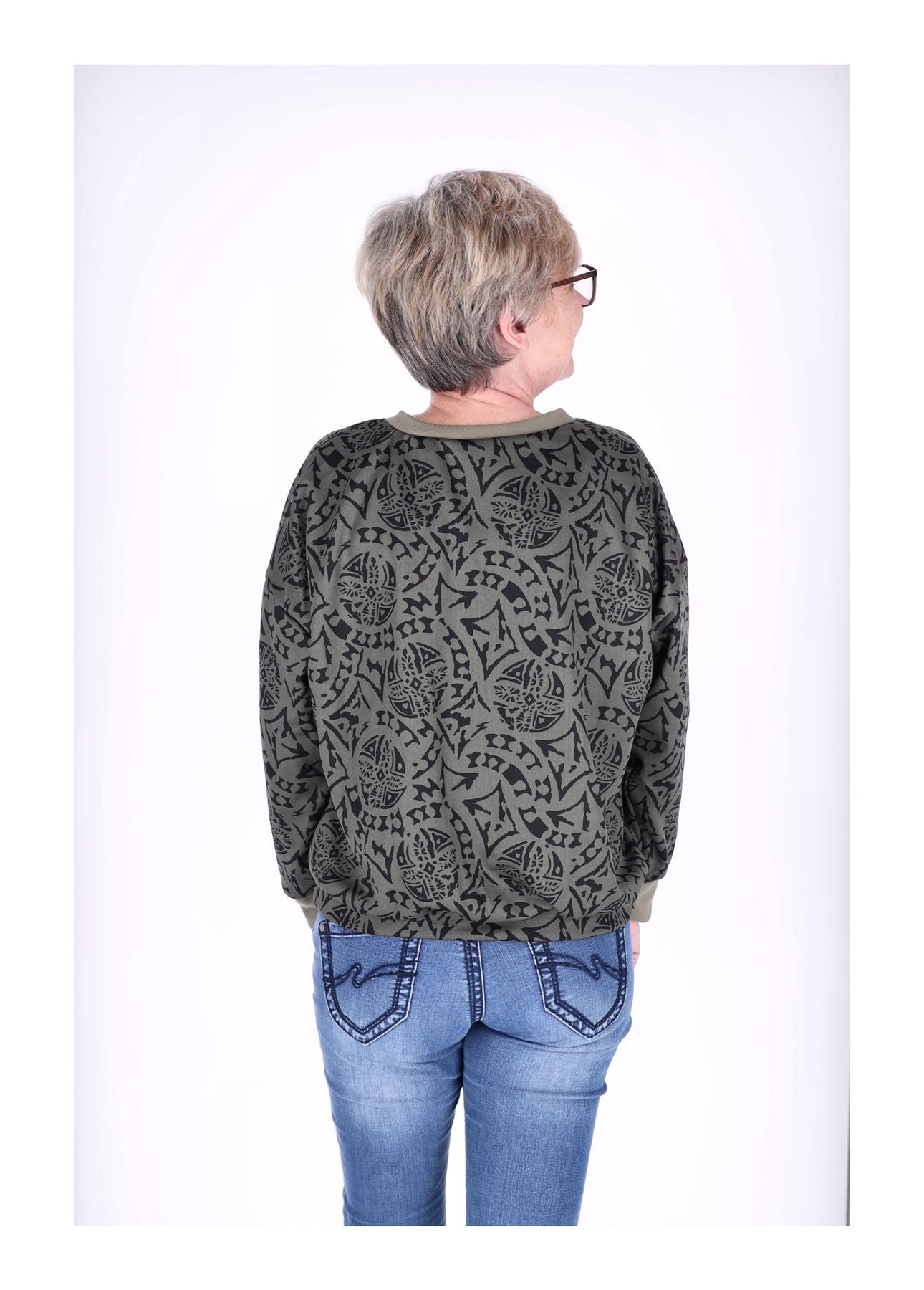 Sweatshirt Damen V-Ausschnitt AOP