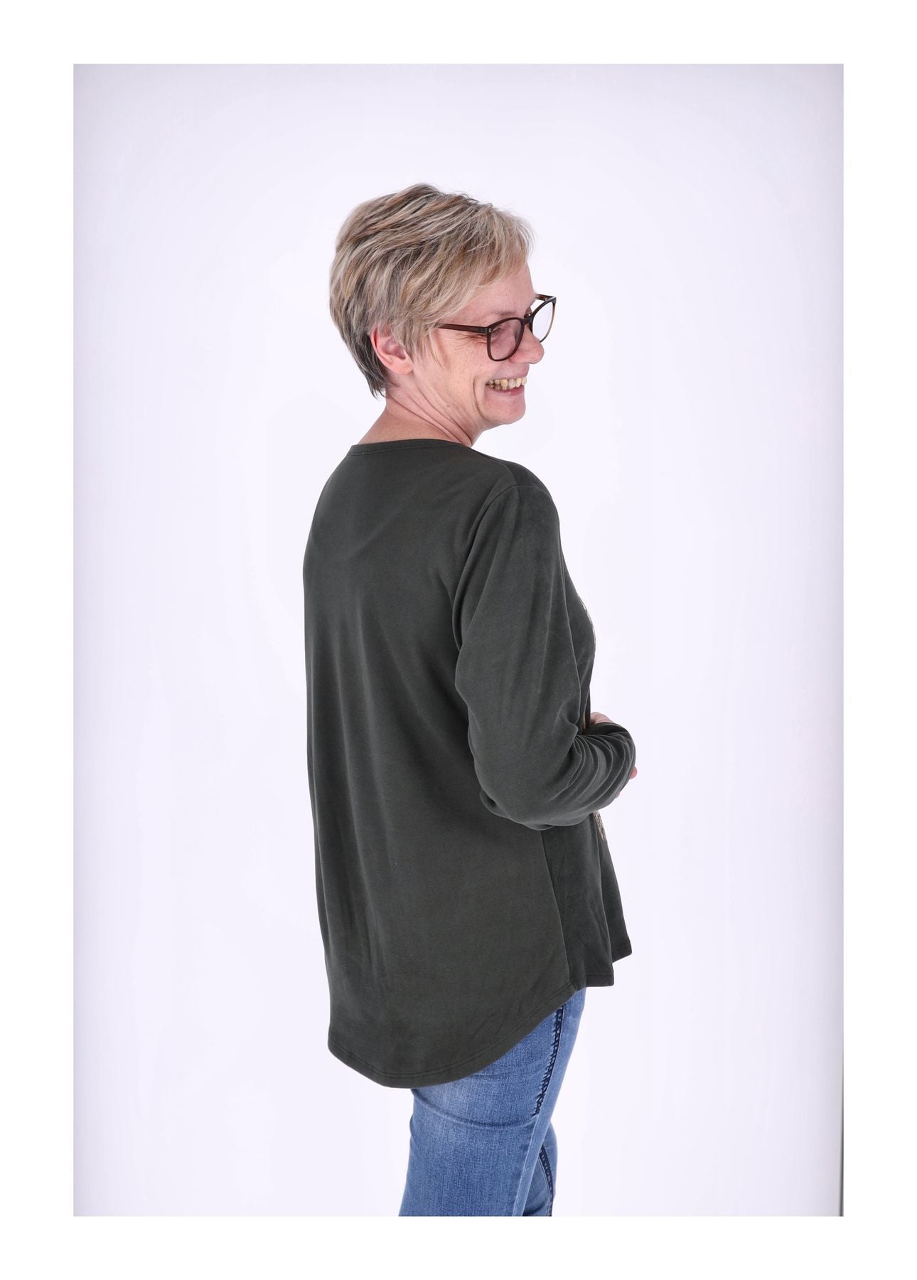 Shirt Damen Veloureoptik Print
