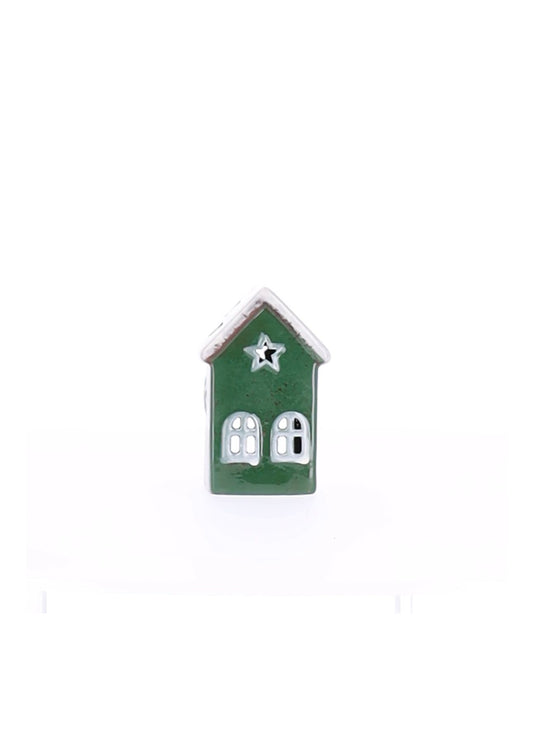 Windlicht Haus Stern Keramik 7,5x7x11x7cm