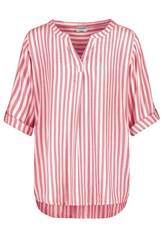 Damen Bluse, AOP, 3/4 arm, Stegkragen