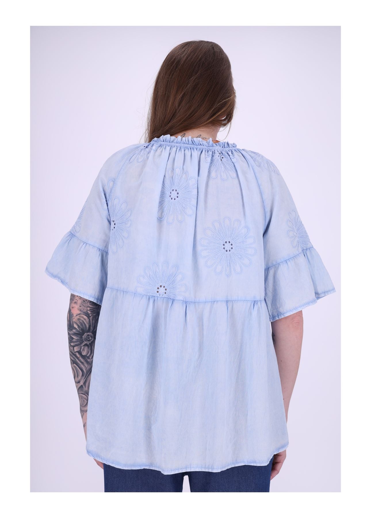 Tunika Damen 3/4 Arm Häkeldetails