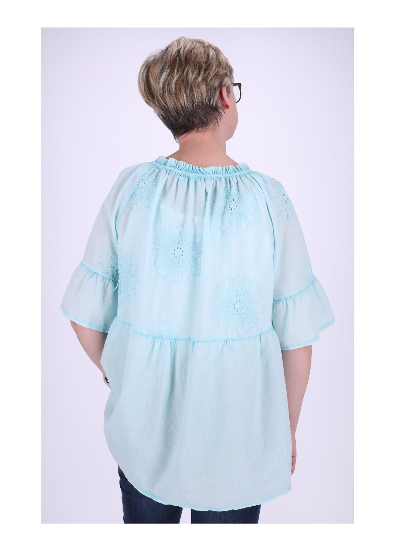 Tunika Damen 3/4 Arm Häkeldetails