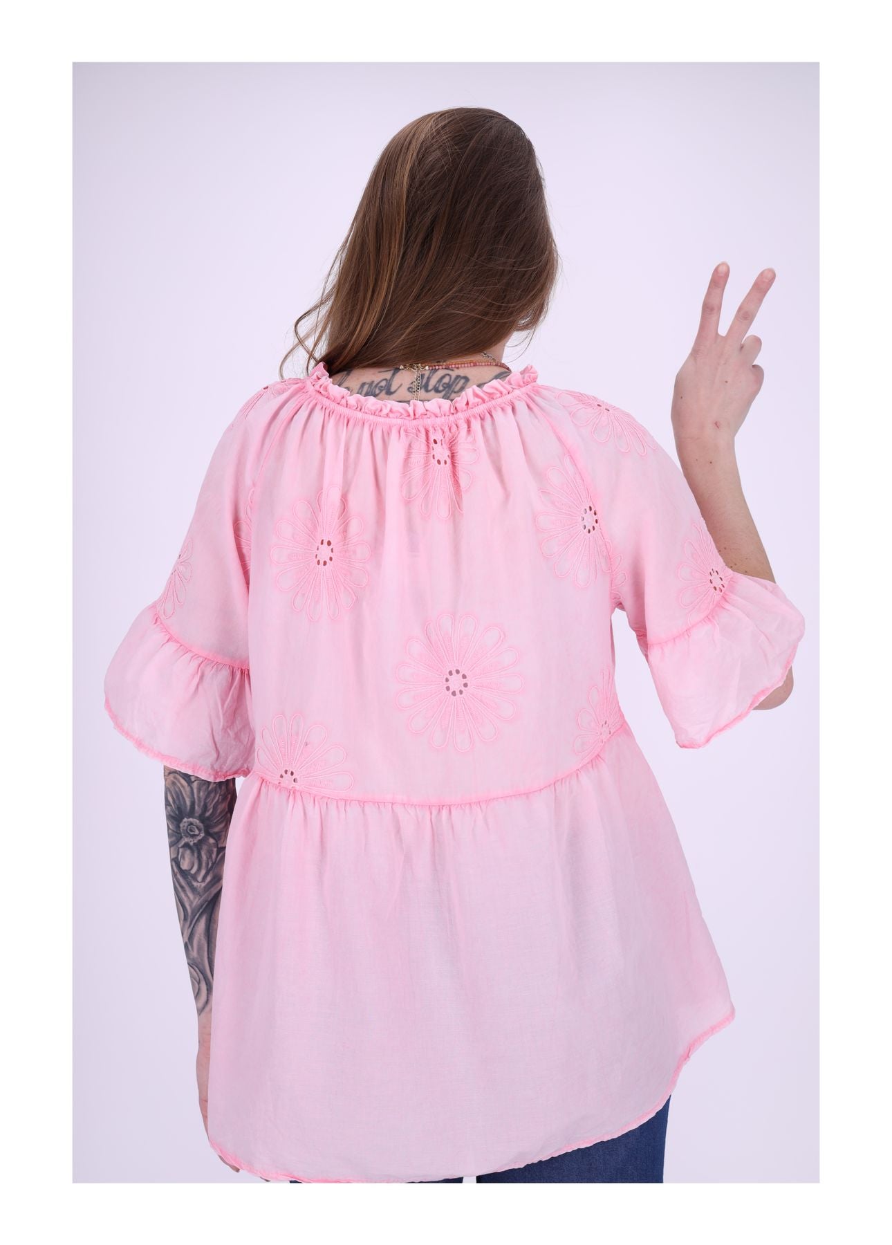 Tunika Damen 3/4 Arm Häkeldetails