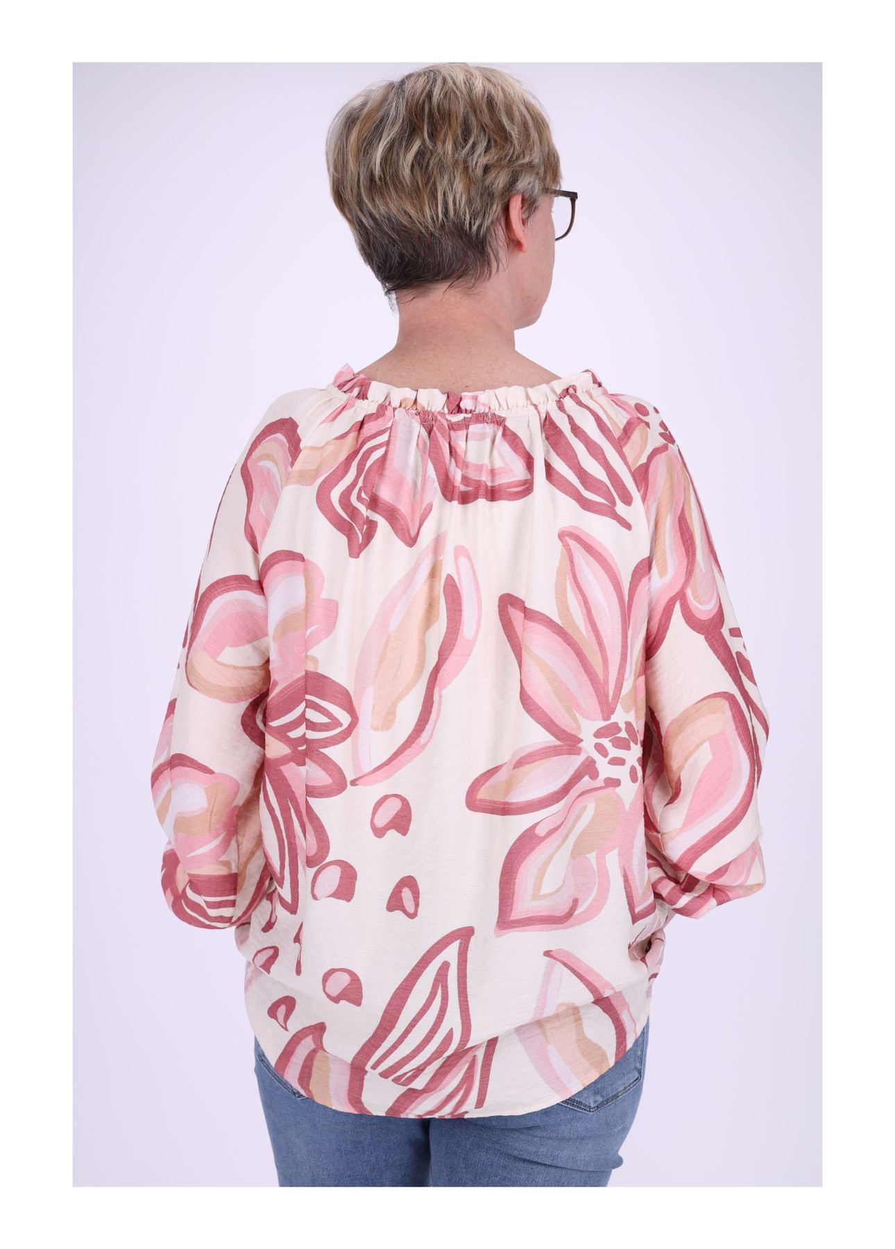 Tunika Damen am Kragen zum binden AOP