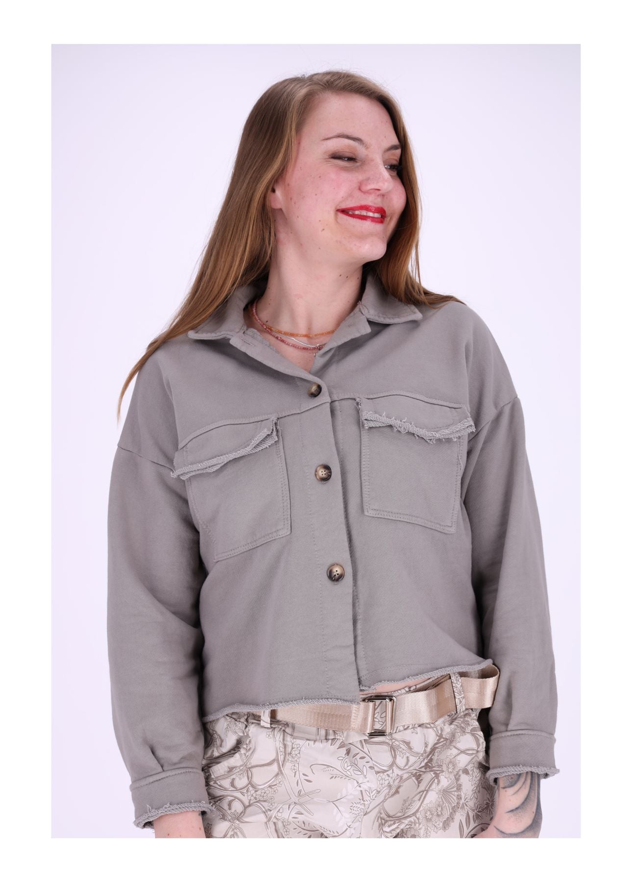 Damen Sweatjacke geknöpft