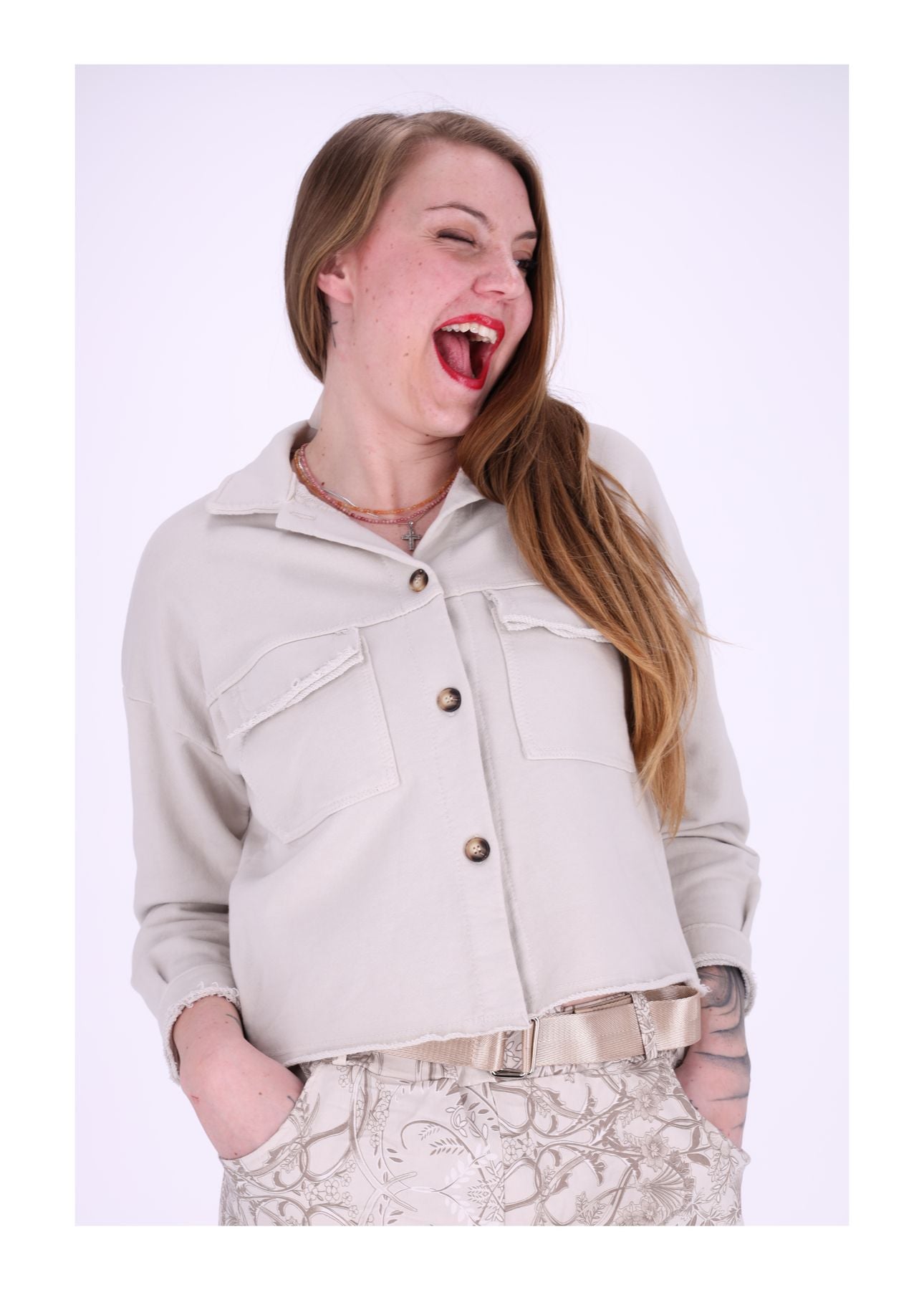 Damen Sweatjacke geknöpft