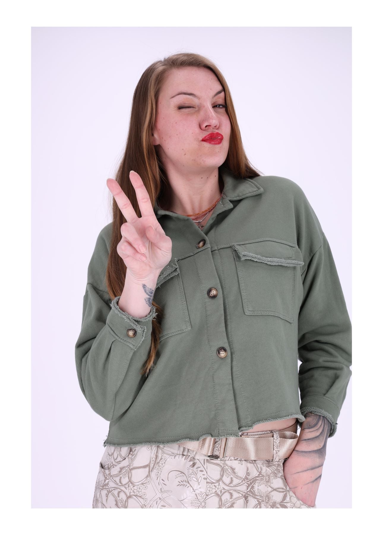 Damen Sweatjacke geknöpft