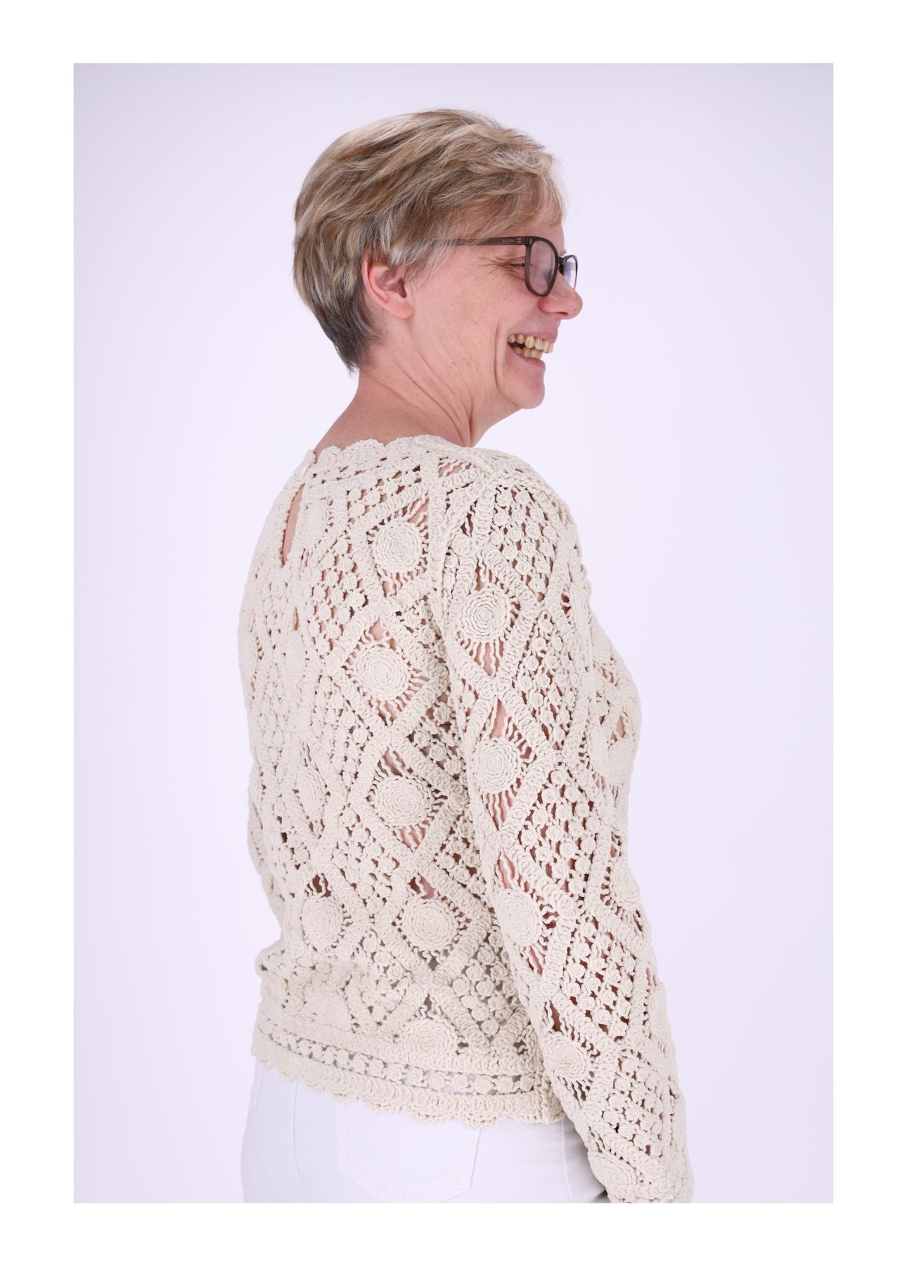 Damen Shirt Häkeloptik