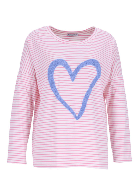 Damen Shirt Ringel Stickerei