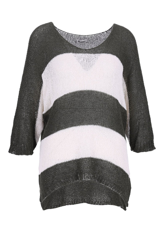 Damen T-Shirt Strick Blockstreifen