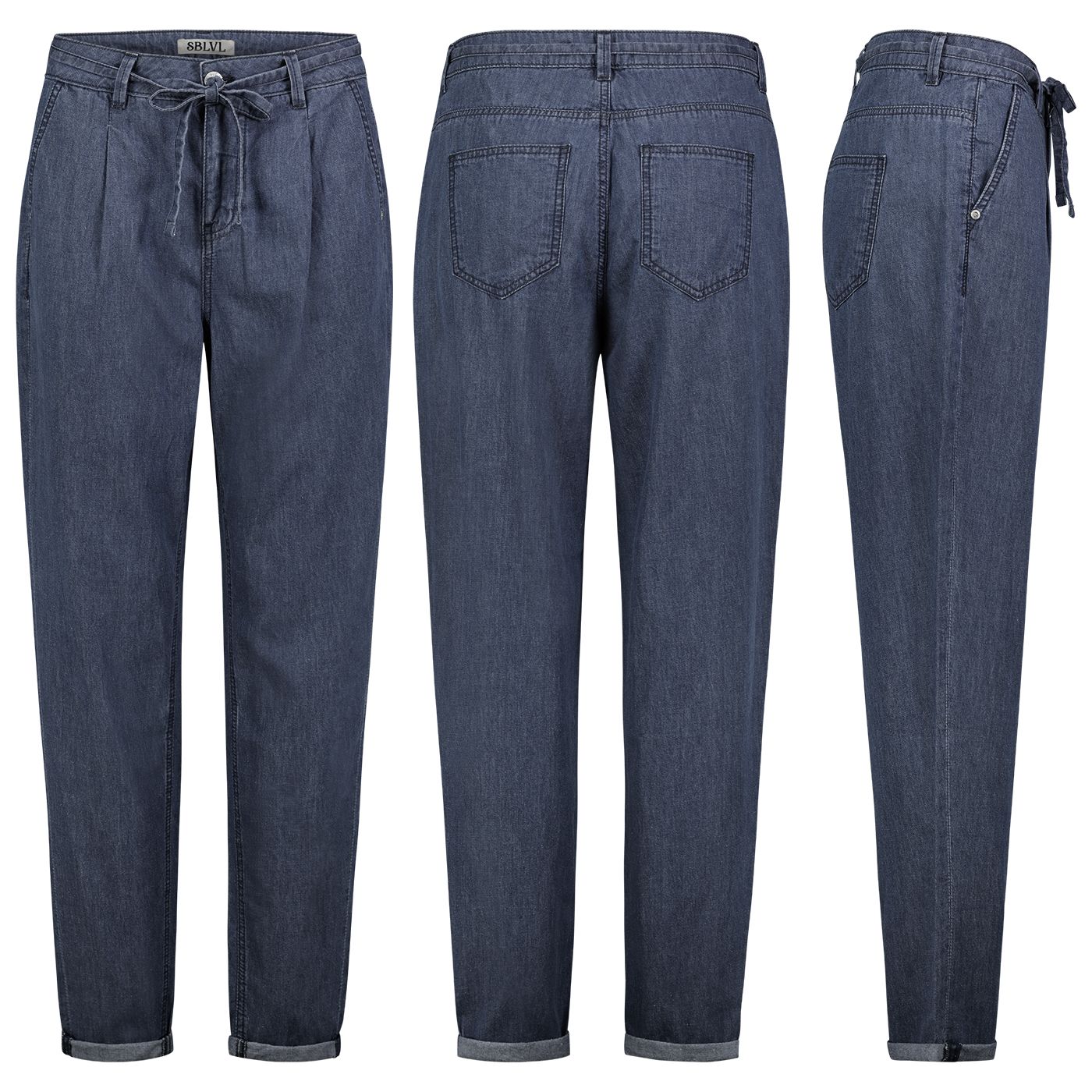 Damen DOB light denim ballon fit, Falten