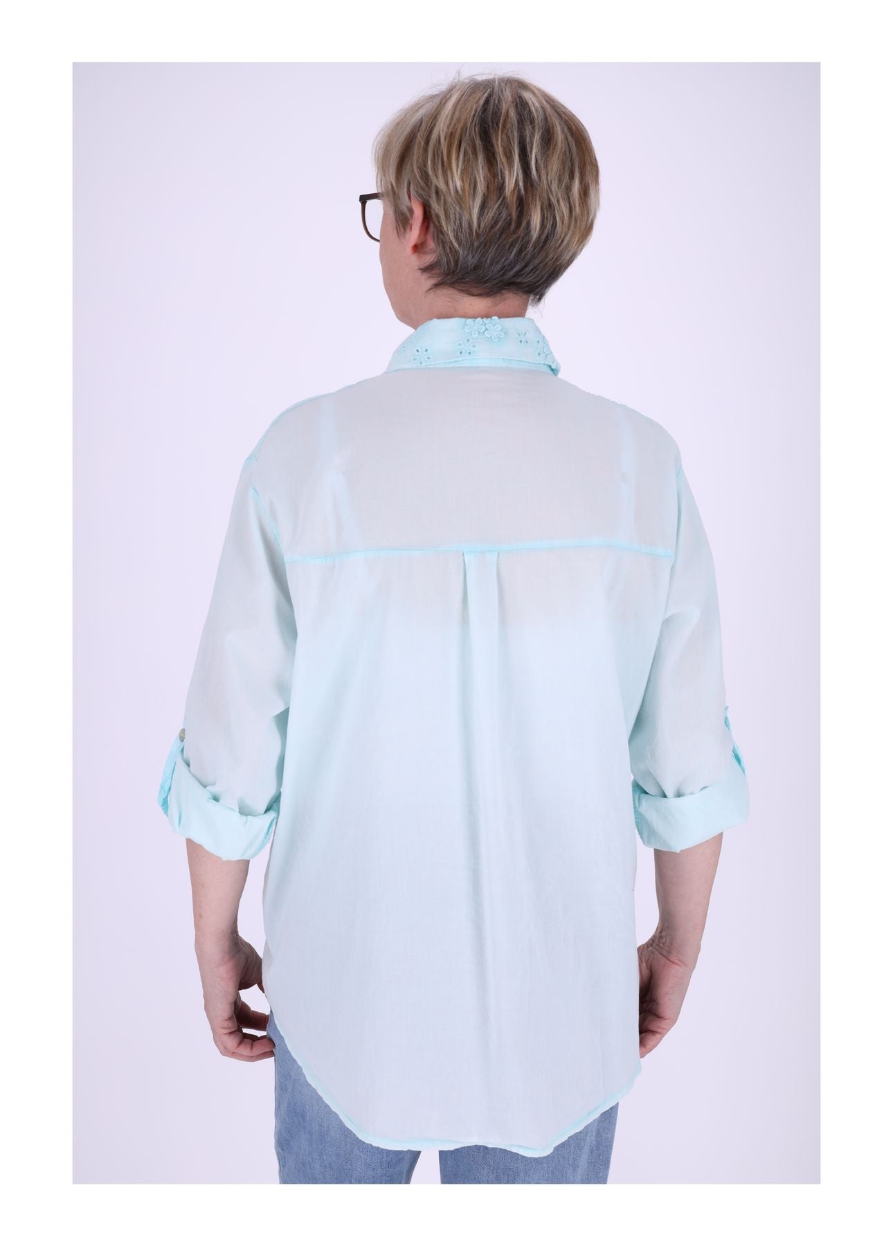 Bluse Damen Stickerei gewaschen